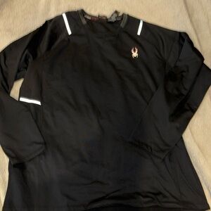 New NWT Spyder active men’s long sleeve brushed crew black shirt xl